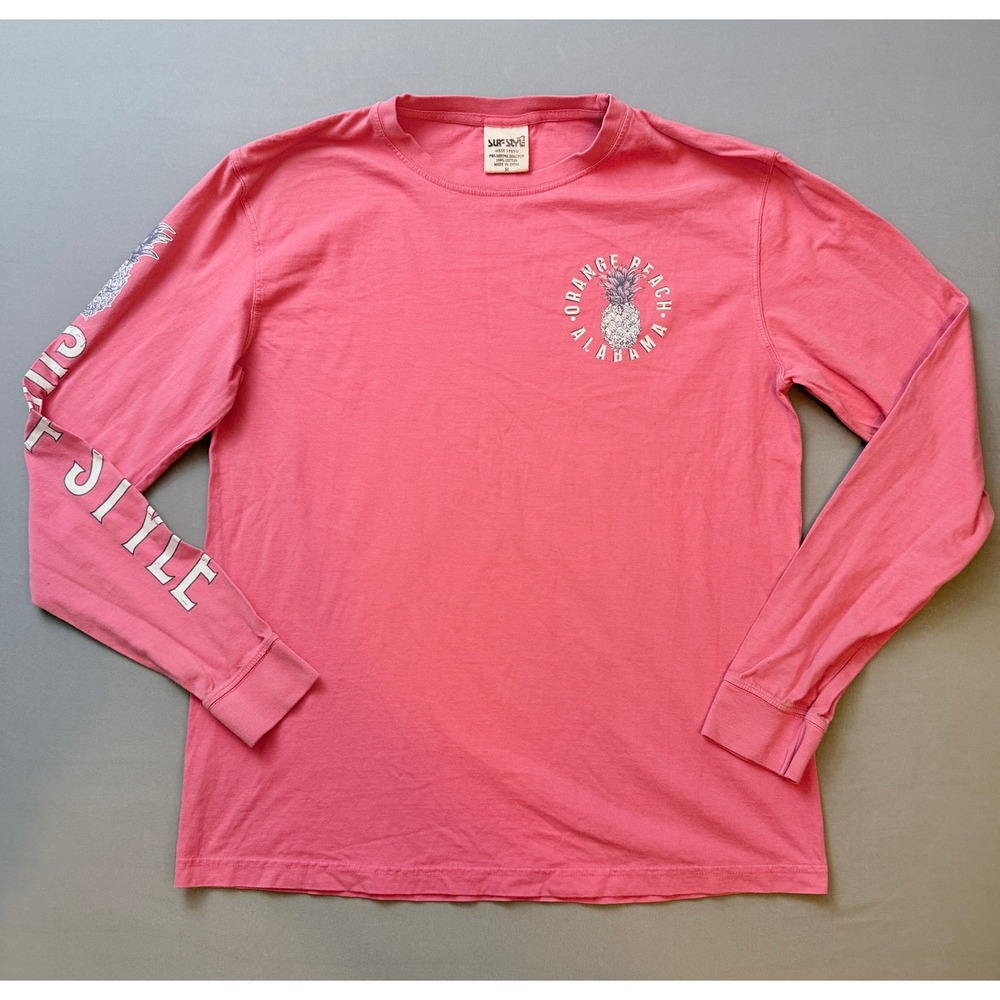 Surf Style Orange Beach Alabama Long Sleeve T Shirt Pineapple‎ Graphic Medium